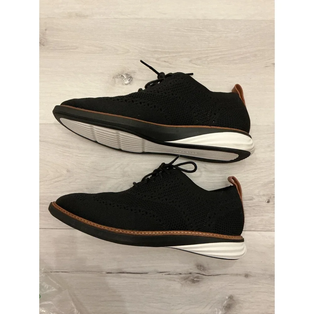 Cole Haan Men's Black Knit‎ Wingtip Grandevolution Oxford Dress Shoes sz 9.5 New